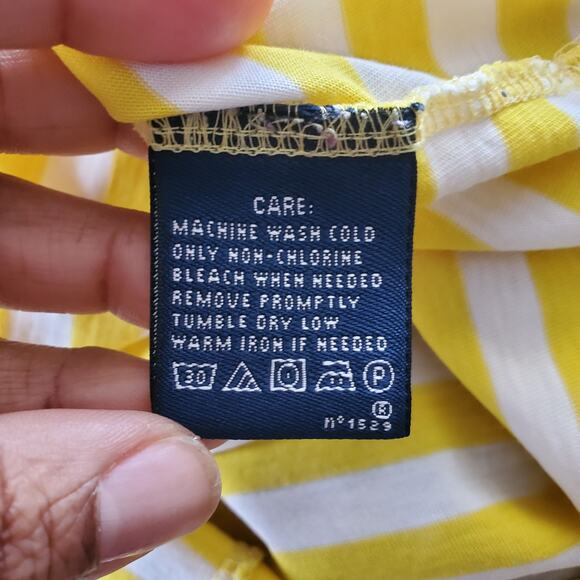 Ralph Lauren Sport V-Neckline Yellow White Striped Short Sleeve Tee Size M - Picture 5 of 7